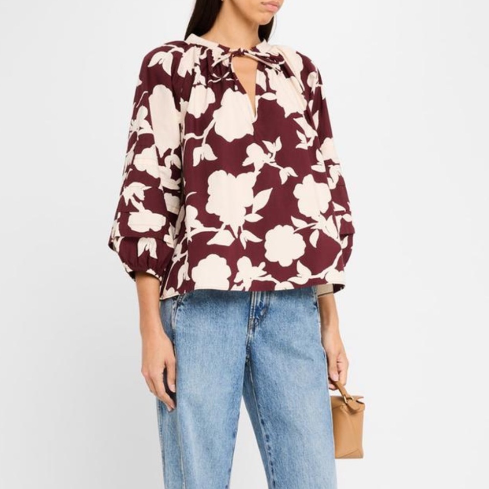 Apiece Apart Tule Floral-Print Organic Cotton Top Size XS - Picture 2 of 10